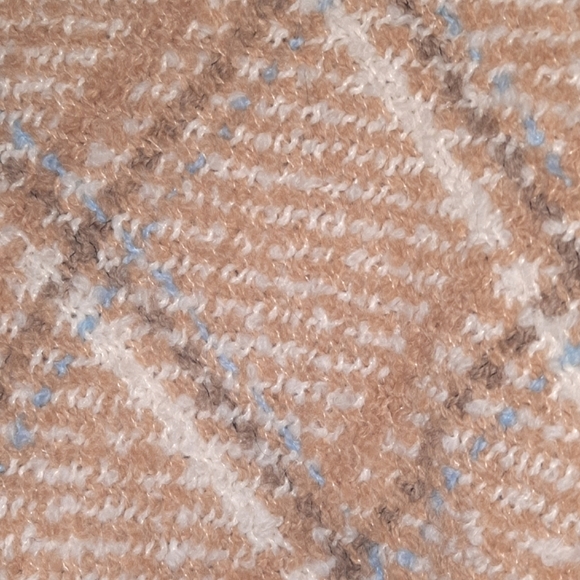 IRISH ALPACA Fringe Plaid Poncho Cape Sweater BOYNE VALLEY WEAVERS Tan Blue OS - Picture 5 of 10